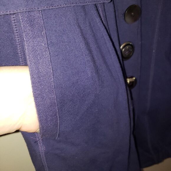 NEON BUDDHA BLUE PURPLE LONG LINE BUTTON DOWN JACKET SIZE XS - Picture 3 of 5